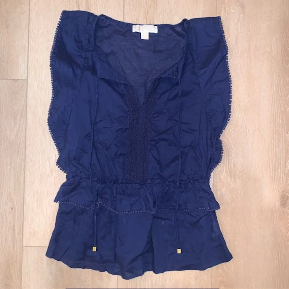 Michael Kors Navy Blue Sleeveless 100% Cotton‎ Y2K style Top Size Small